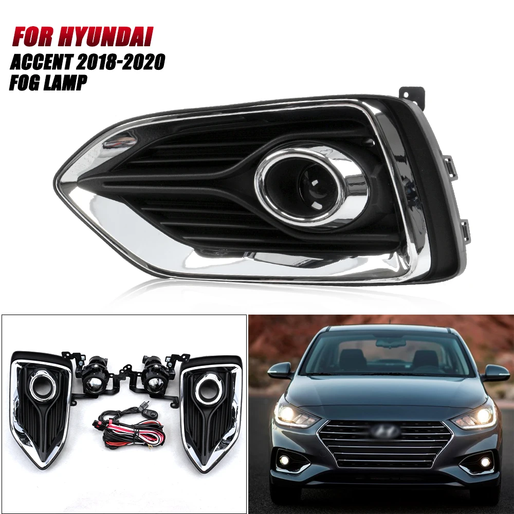 

Front Bumper Fog Lamp Upgrade FOR Hyundai Accent 2018 2019 2020 Version Additional Foglight Set Switch + Wiring