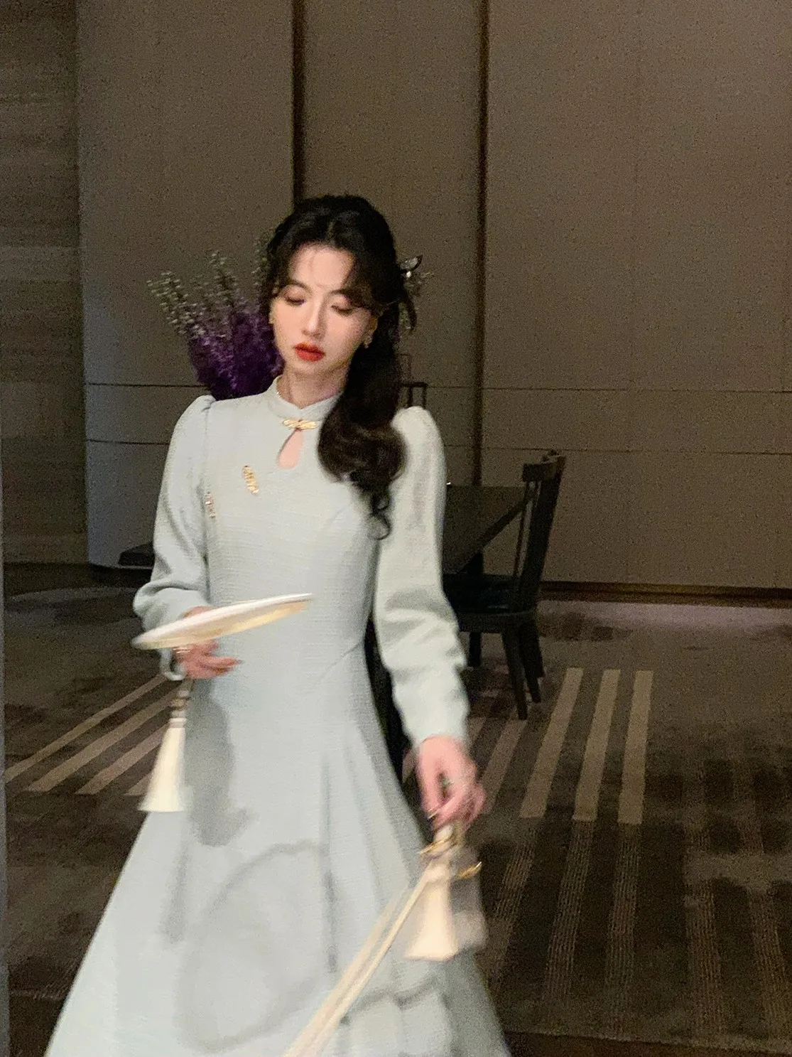 

Утепленное шерстяное короткое пальто для женщин: зимнее, модное, для повседневной носки, с вышивкой в виде фонариков, прямого кроя, из хлопка и полиэстера