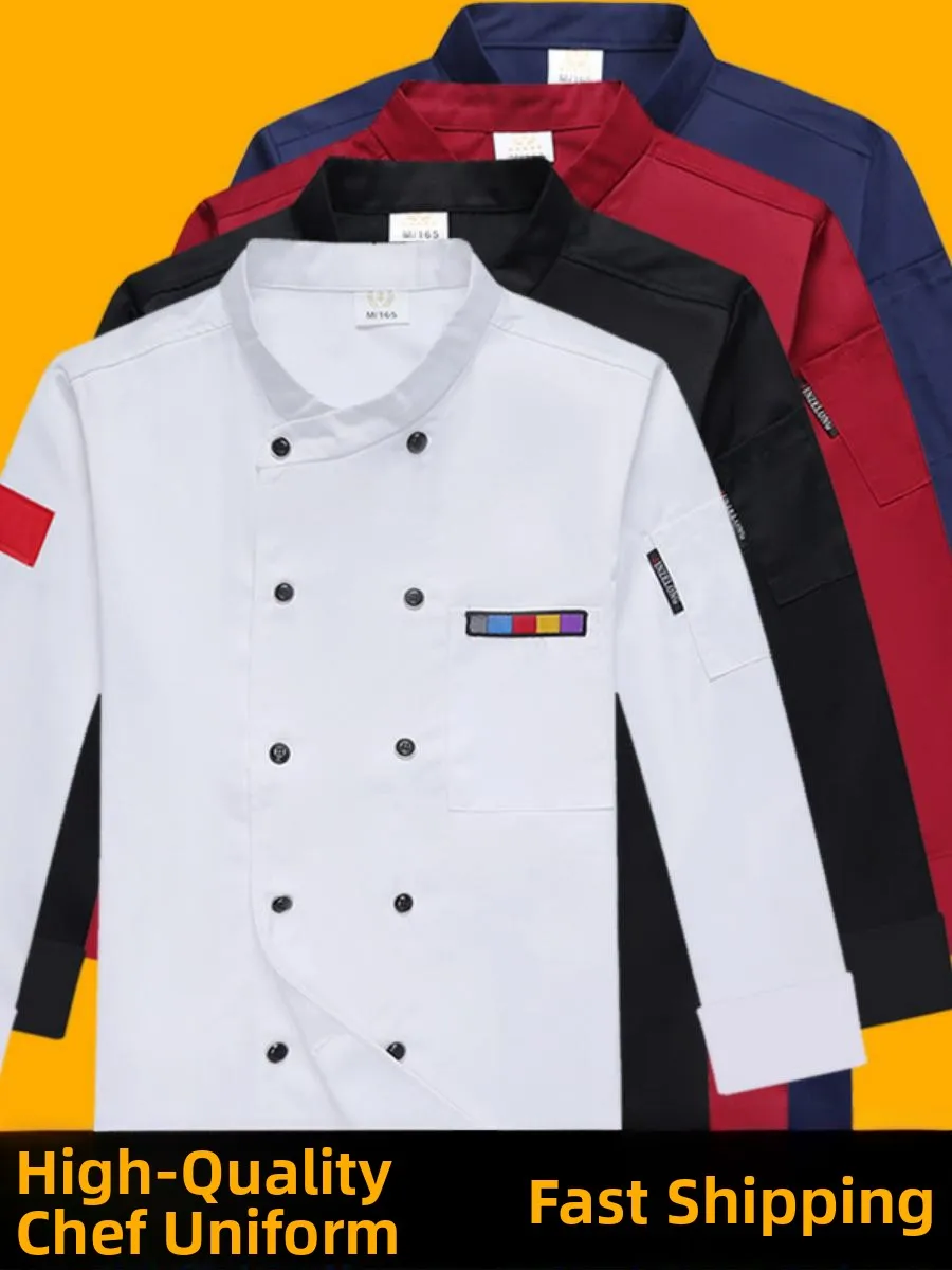 

Мужская униформа для поваров: осенне-зимняя одежда для поваров ресторанов, отелей, пекарен, для работы с горячими блюдами, с длинным и коротким рукавом