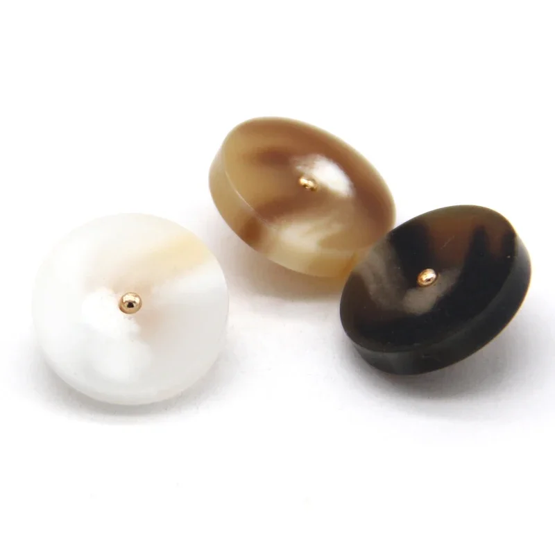 Vintage Big Gold Metal Shank Resin Buttons For Clothing Women Suit Coat Handmade Black Decorative Sewing Accessories Wholesale