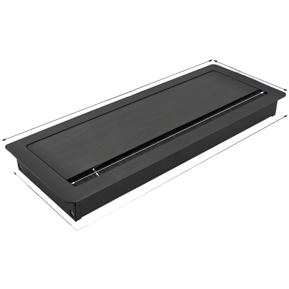 Brushed Aluminum Cable Hole Cover with Damping Buffer for Office Desk Cord Organization 285 mm x 105 mm x 29 mm
