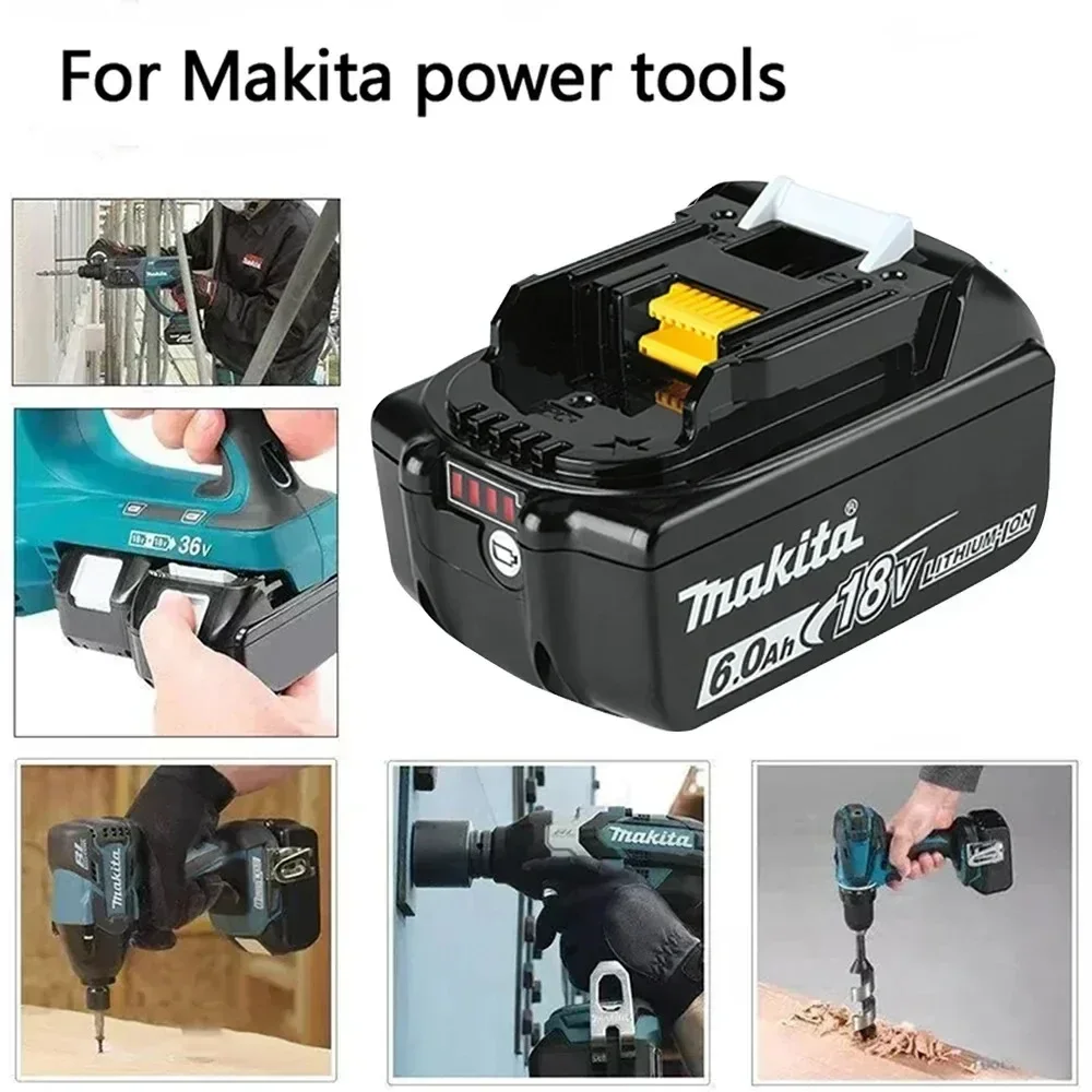 100% оригинальная батарея Makita 18 В, 6,0 Ач, аккумуляторная батарея для электроинструмента Makita 18 В, сменный светодиодный литий-ионный аккумулятор, BL1860B