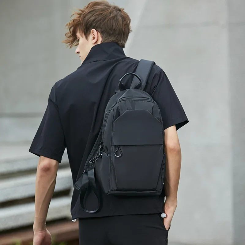 Small Men's Backpacks Sports Outdoor Man School Bag Fashion Oxford Cloth Mini Travel Shoulder Bags for Male 2024 Black Rucksack