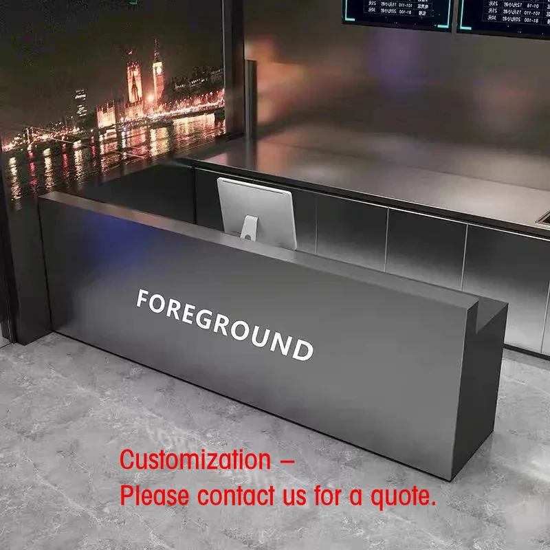 custom.Commercial Luxury Modern Stainless Steel Heavy Duty Reception Cashier Counter with LED Lighting Multi-Color