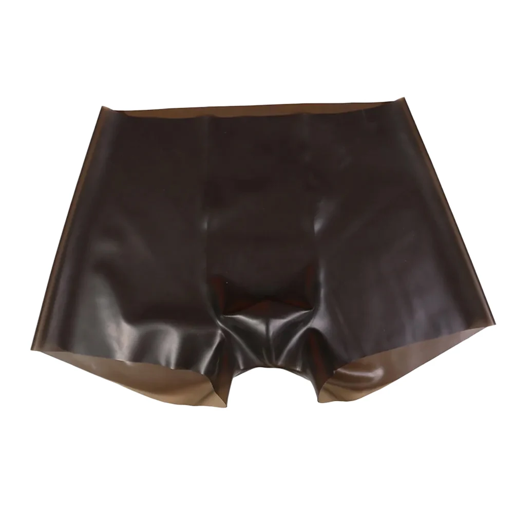 Latex Rubber Men\'s Boxer Briefs See Through Underpants Low Waist Seamless Underwear Erotic Style for Personal Use
