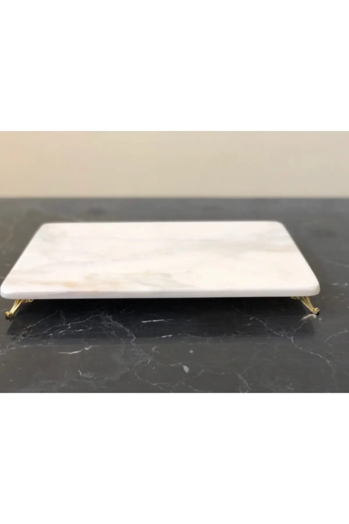 Natural Marble Presentation Tray Gold Pedestal 20x30cm Decorative Lux Service Eat at the Presentation of Organizer Multi-Purpose Tray 2022 trend