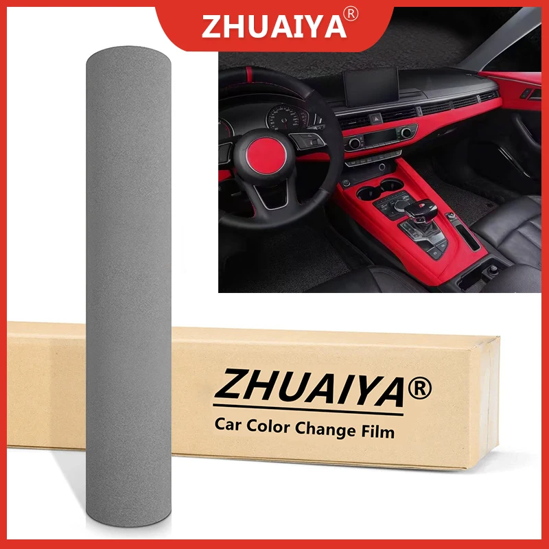 

Gray 135*15M Velvet Fabric Suede Car Vinyl Wrapping Film Change Color Sticker Self Adhesive for Protect Film Body Stickers