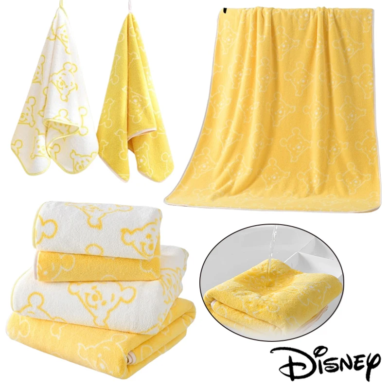 

1/2 Pcs Disney Pooh Bear Towel Anime Absorbent Bathroom Towels Coral Fleece Soft Baby Face Hand Towel Thickened Swim Beach Towel
