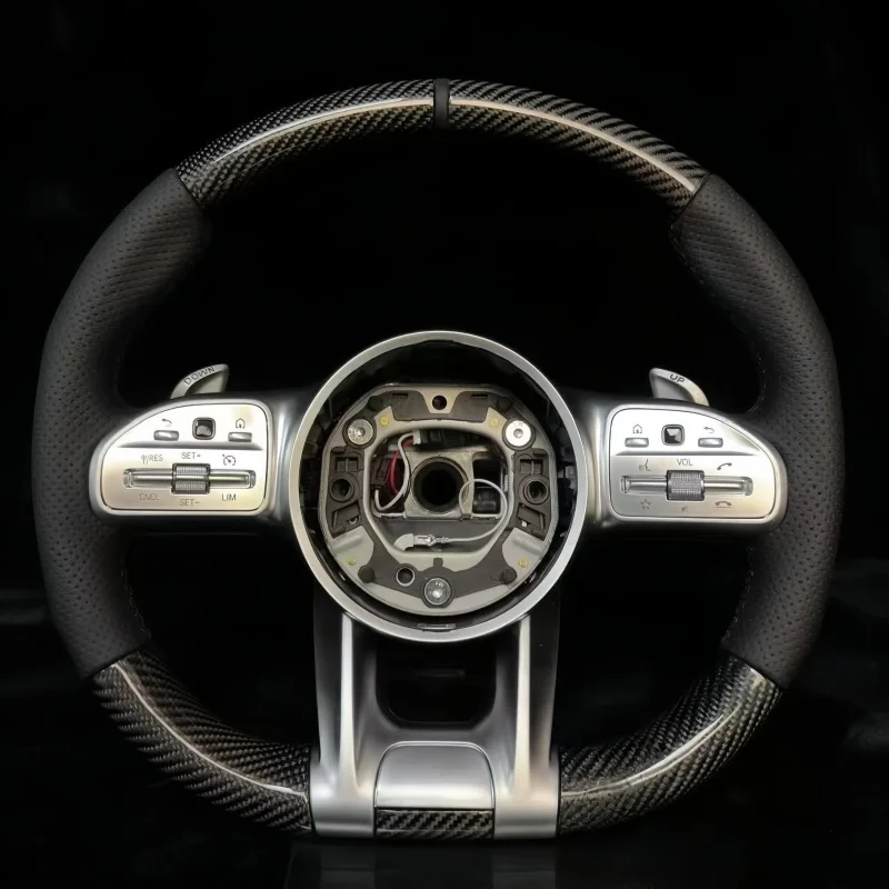 

For Mercedes Benz AMG Style Leather Carbon Fiber Steering Wheel Upgrade Fit GLE300 GLE400 GLE350 CLA45 C63 C43 E63 GT W212 W204