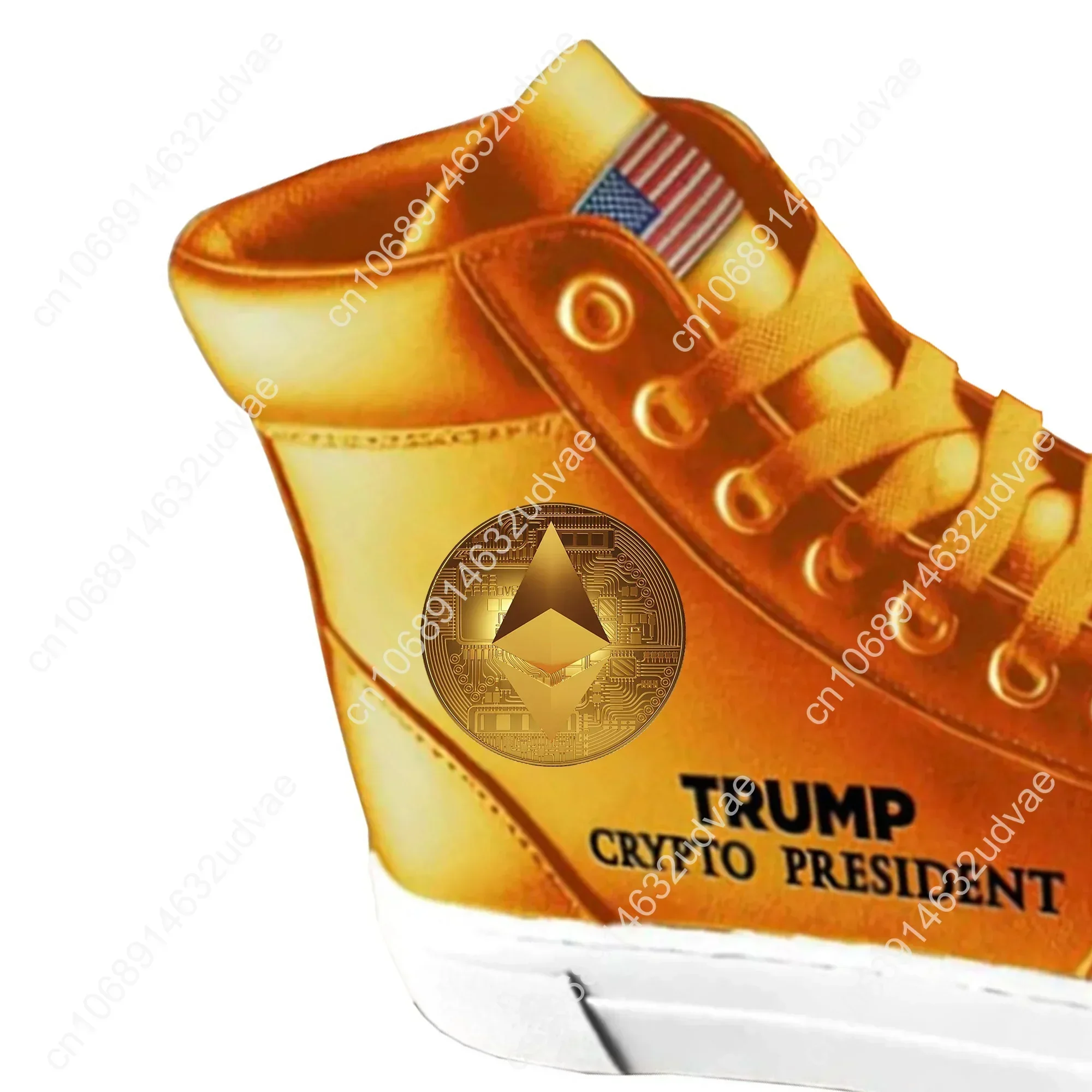 Sepatu oranye etereum 100% Sneakers Trump presiden Crypto 2024 sepatu jalan Kasual Pria Wanita tidak pernah menyerah