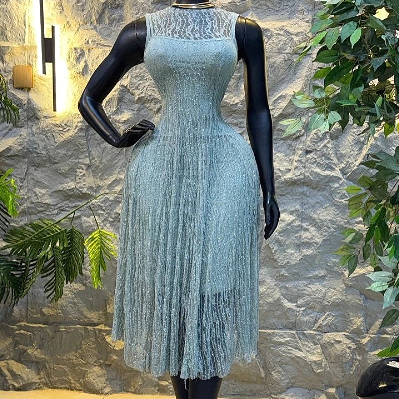 Damen Langes Kleid A-Linie Vestidos Y2k Streetwear Rundhals Ärmellos Figurbetont Elegant Patchwork Party Nacht Arbeit 2026