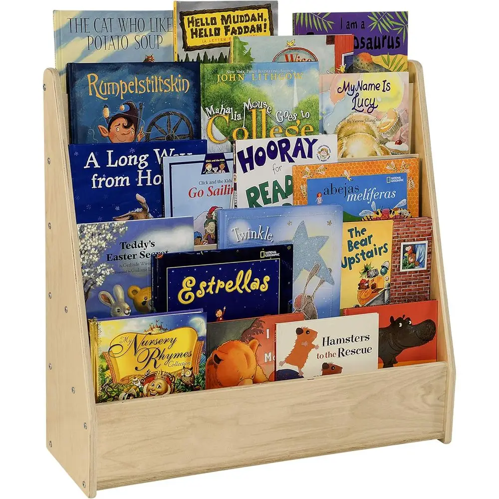 

30-inch Wide Single-Side 5-Shelf Book Display Stand with Rear Storage for Kids, Fully Assembled, USA Made