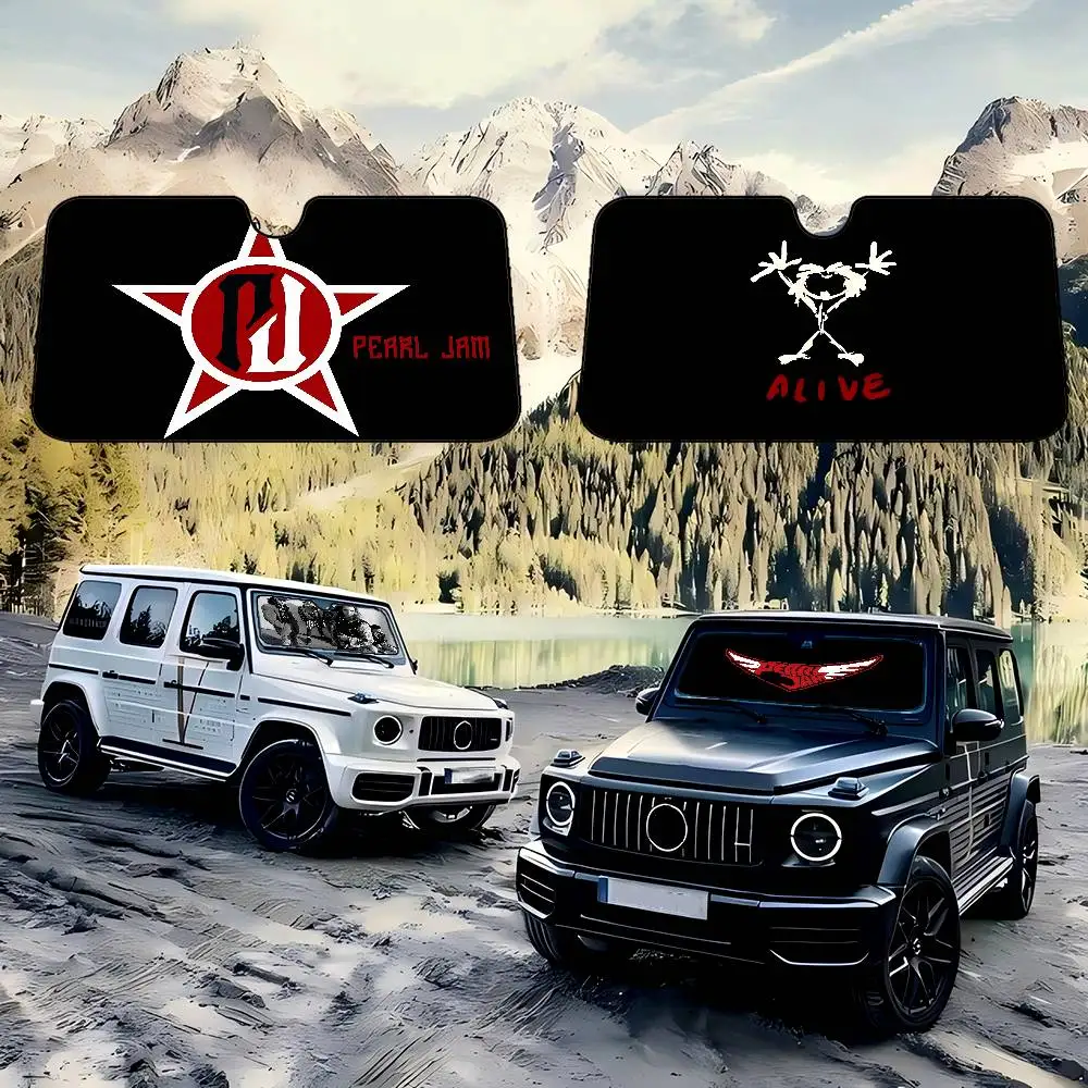 

Banda Pearl Jam Ten Art Rock Front Window Sunshade Black UV Protection Blackout Cloth Windshield Visor Auto Curtain Sunshade