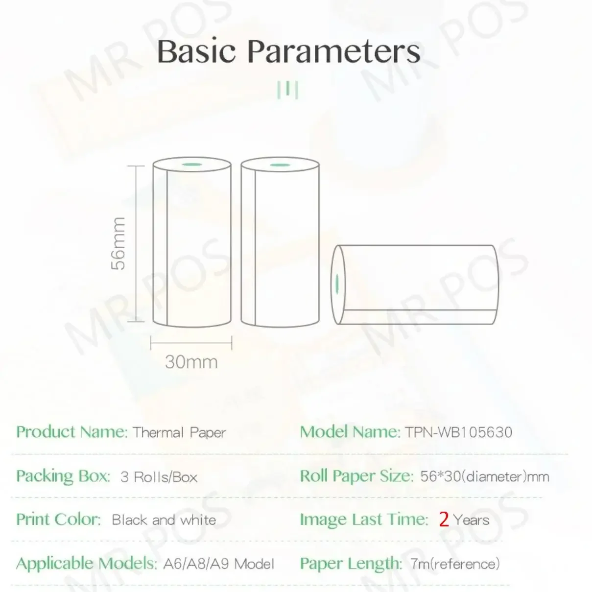 Peripage papel térmico autoadhesivo para impresora Poooli Papeang, etiqueta adhesiva imprimible, impresión clara, etiqueta para teléfono, etiqueta