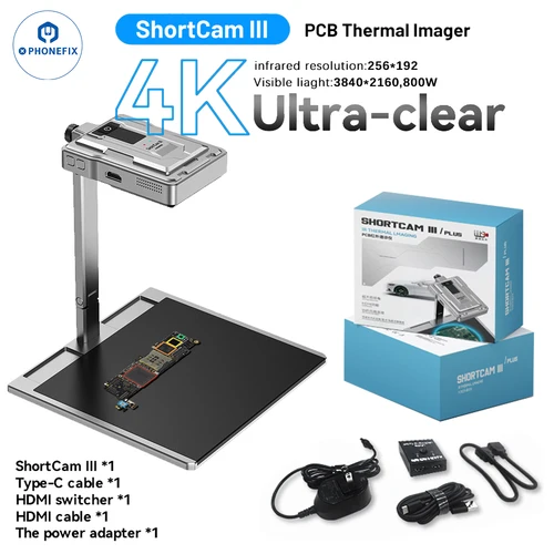 ShortCam III 울트라 클리어 가시광선 열화상 카메라, 고해상도, 휴대폰 컴퓨터, 차량 마더보드 수리용, 4K, 256x192