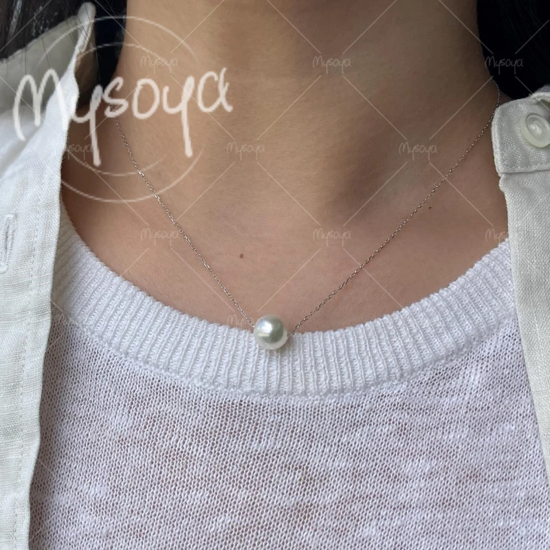 

MYSOYA 8-8.5 Mm Akoya Seawater Pearl Necklace, Suitable for Birthday/ Wedding/ Mother's Day/ Father's Day Gift A1046