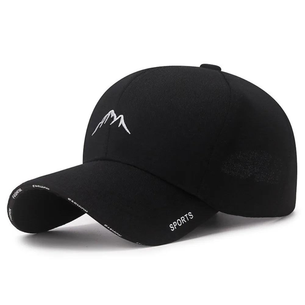 Mountain Range Embroidery Embroidered Baseball Cap Adjustable Breathable Hip Hop Hat Solid Color Wide Brim Snapback Cap