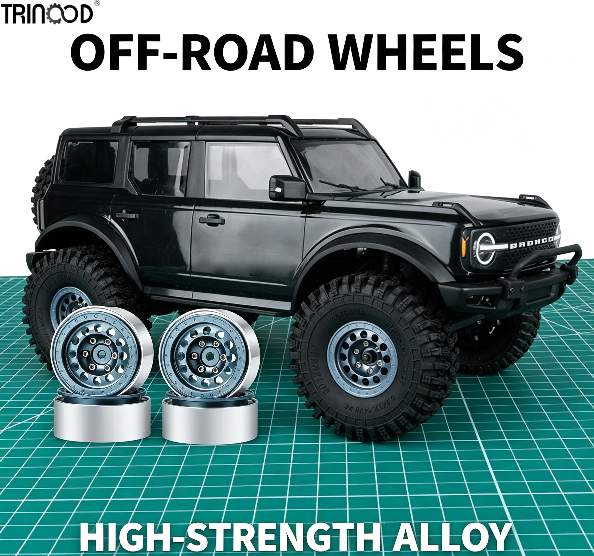  TRINOOD Aluminum Alloy 4PCS RC Wheel for 1/18 RC Crawler Truck Beadlock for Off-Road Rock Crawling Durable Upgrade Parts