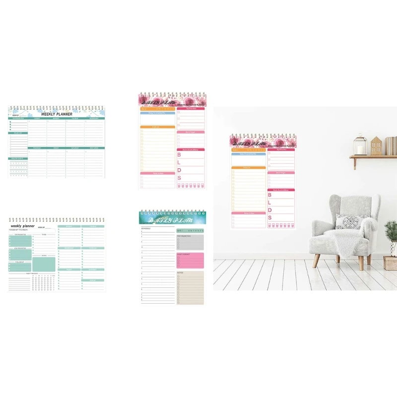 سلك ملزمة أسبوعية لوحة التقويم جدول مخطط أسبوعي مخطط لوحة المنظم