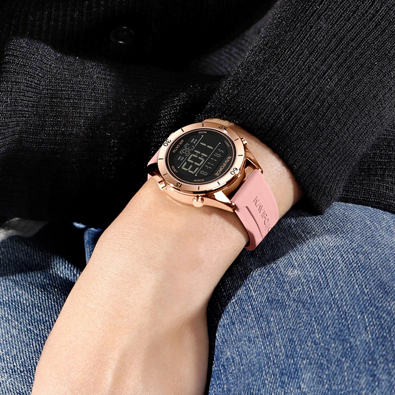 NAVIFORCE Original Fashionable Ladies Digital Wristwatch Silicone Strap 3ATM Waterproof Watches Luxury Women Female Gifts Clock