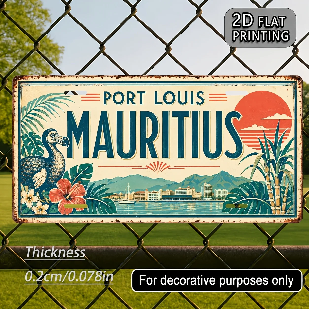 2D Flat - 【2D Flat】 2D Flat - [2D Flat] 2D Flat, 1pc, Mauritius-Themed Retro Sign, for Decoration Solely, Home Decor, Birthday G