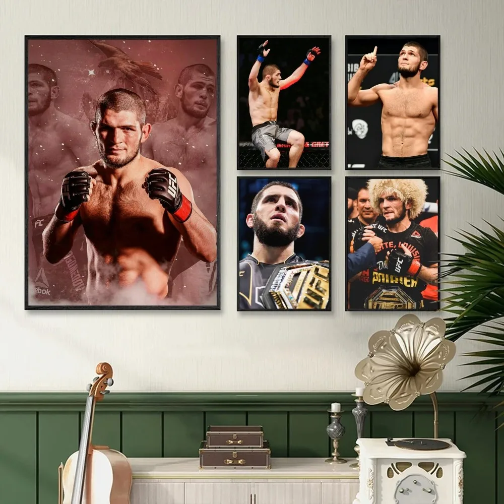 1PC UFC Islam Makhachev Poster Self-adhesive Art Waterproof Paper Sticker Coffee House Bar Room Wall Decor