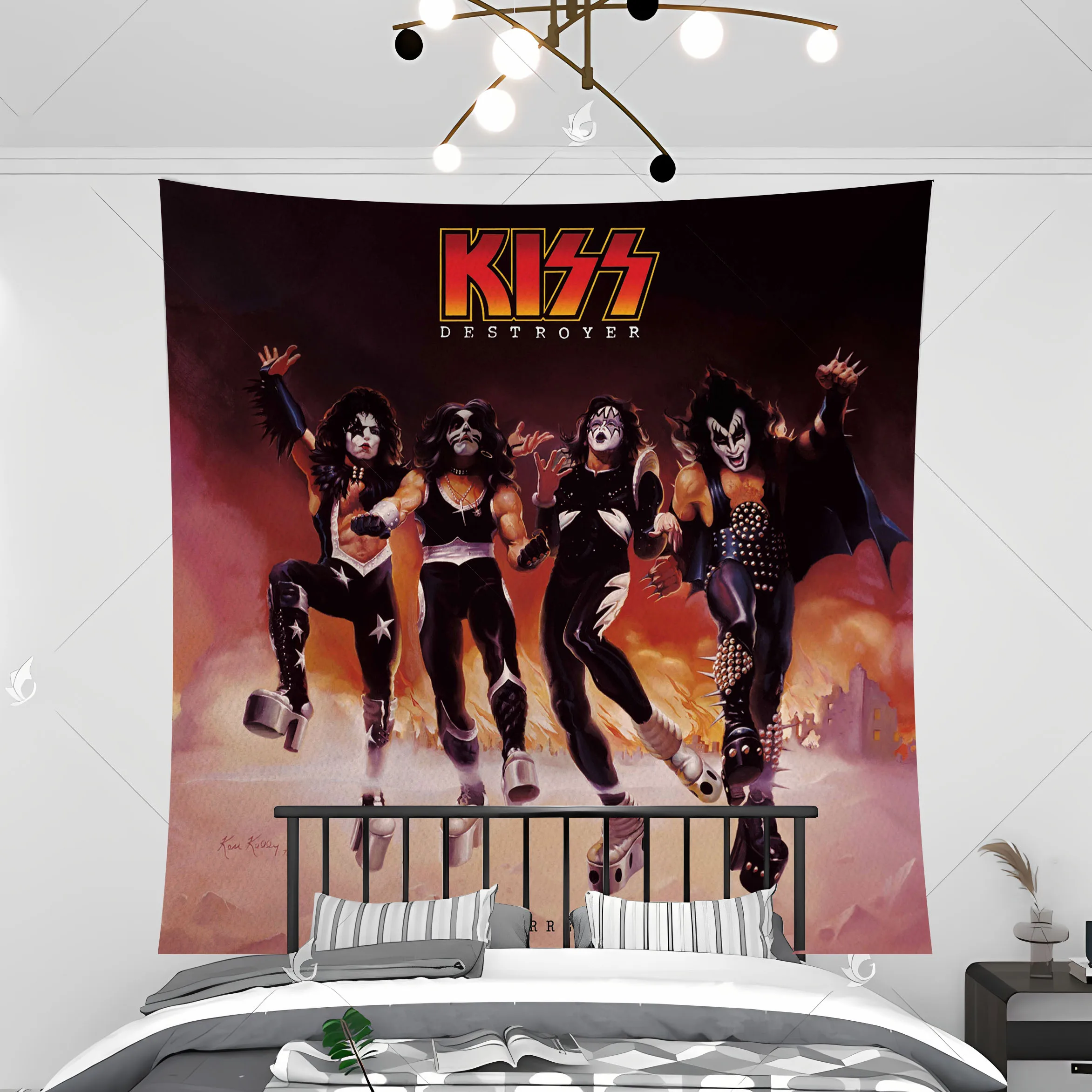 KISSS Rock Band Printed Tapestry Banner  Flag Living Room Bedroom Beautiful Art Decorations Photography Props for Birthday Gifts