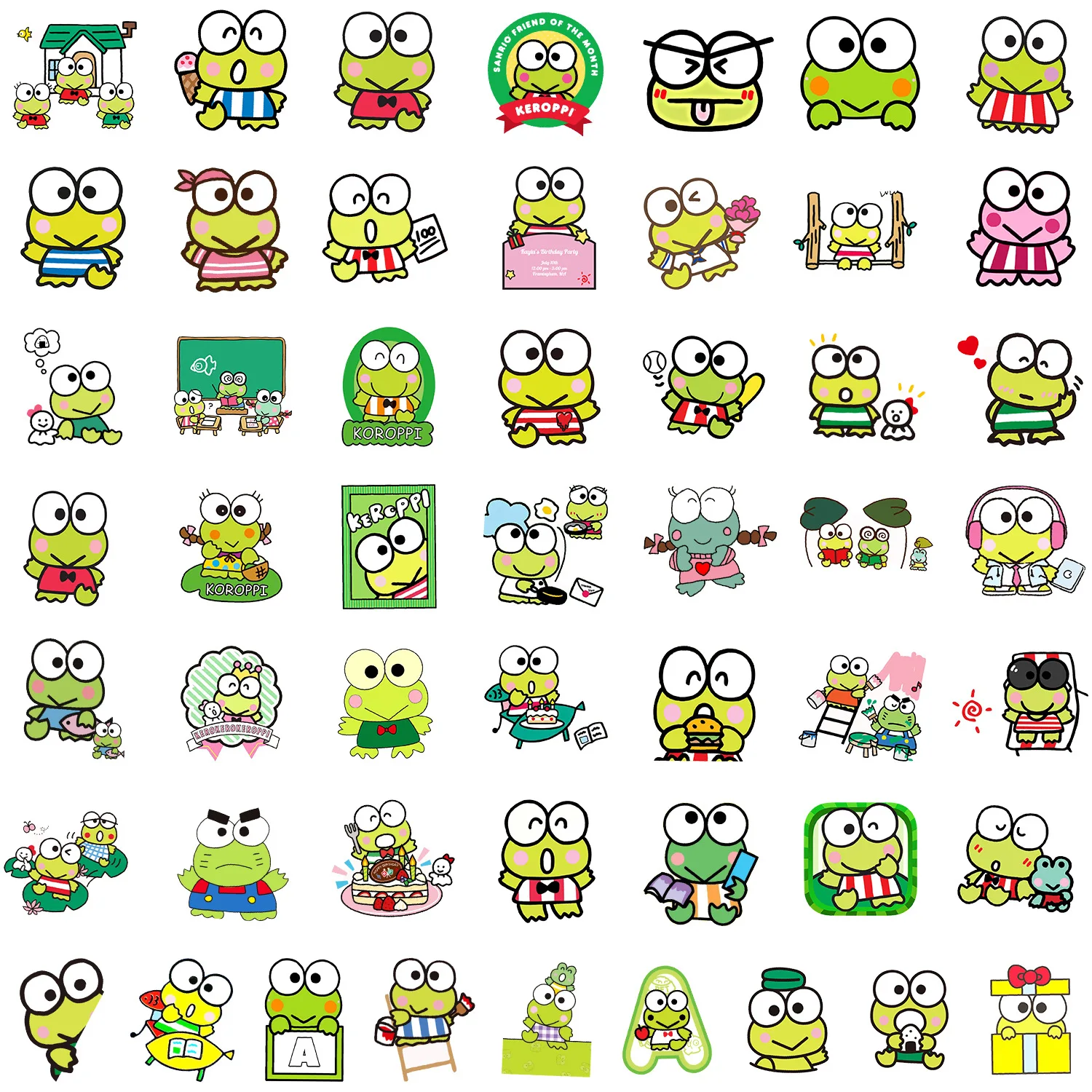 50pcs Cartoon Cute KEROKERO KEROPPI Laptop Suitcase Graffiti Decorative Stickers