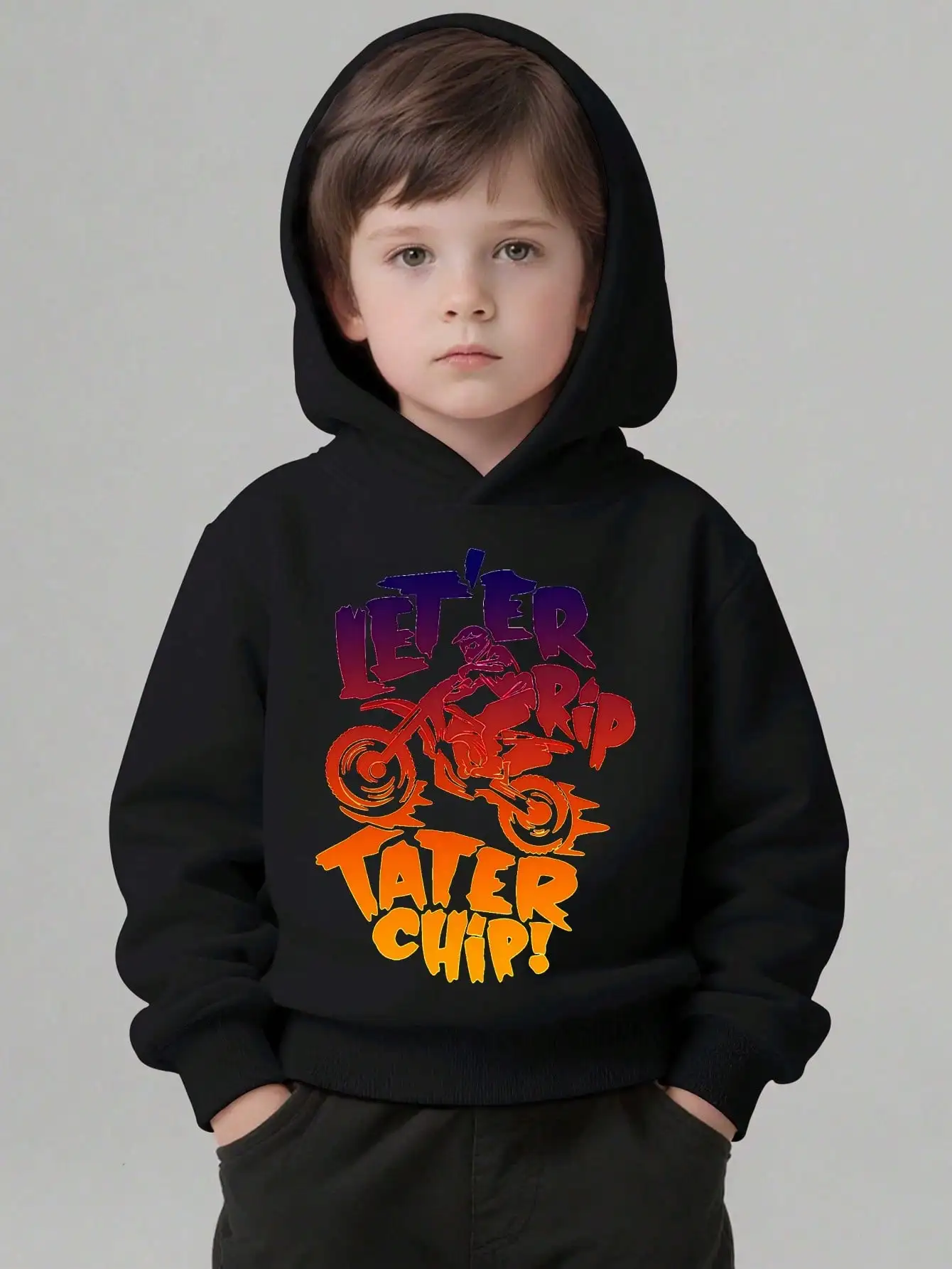 

Fashion children's long sleeved sweatshirt, printed with "I'm A FRENCH FRY AND CHICKEN NUGGETS KING OF GUY" element French print