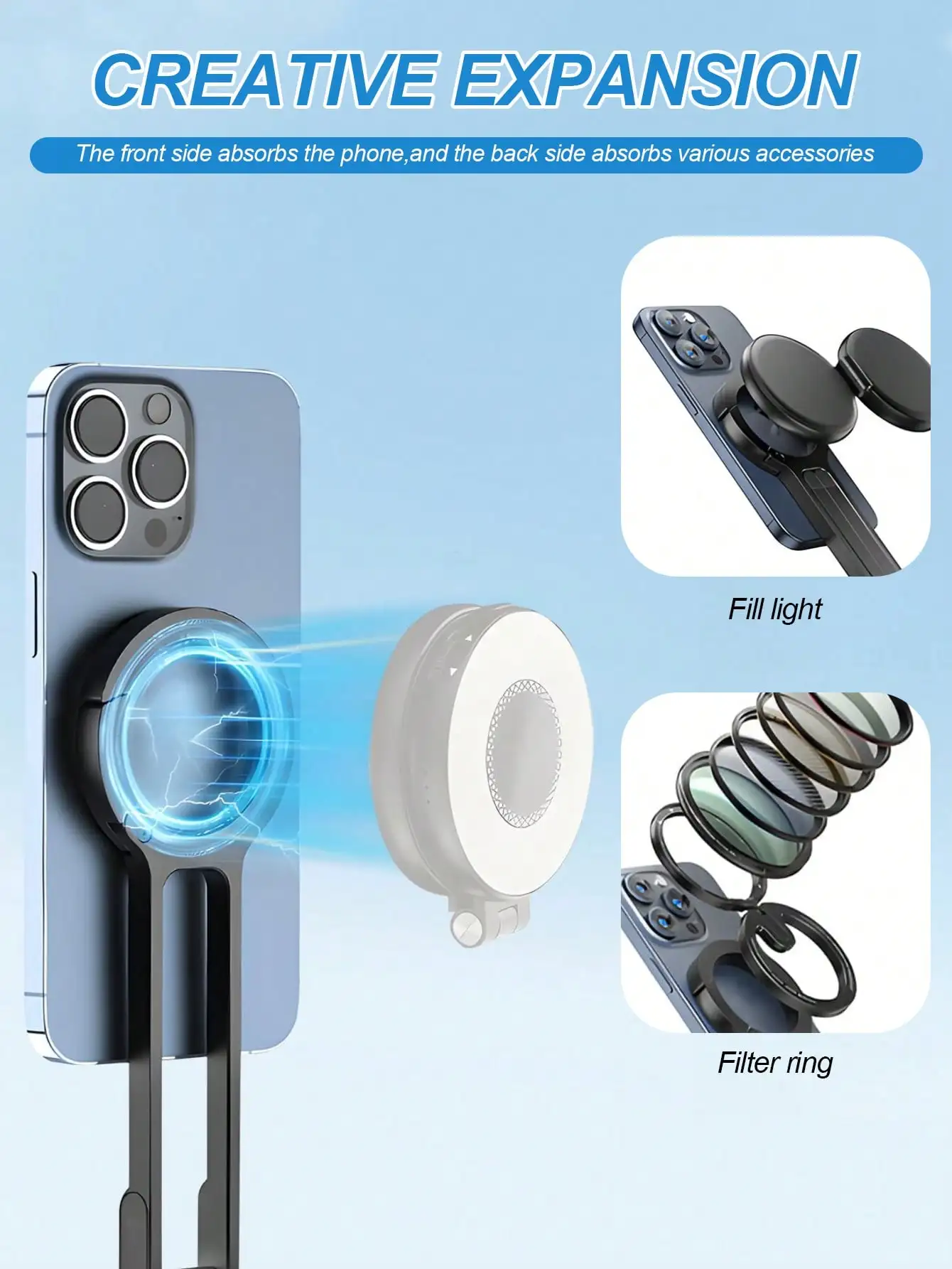 حامل هاتف السيارة مع حلقة تسلق - عالمي لجميع الهواتف، 3 في 1 للملاحة القيادة والسفر في الهواء الطلق واستخدام سطح المكتب #4