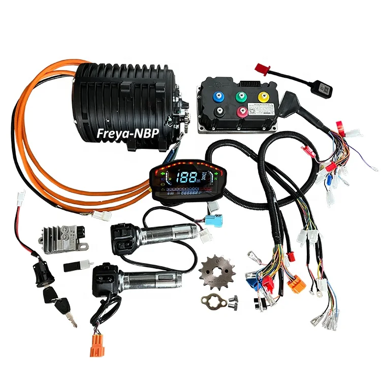 QS 138-C 72V3000W 70H Mid Drive Motor 428T  with Fardriver ND72680 Controller Harness Wiring for Motorcycle Ebike Electric Bike