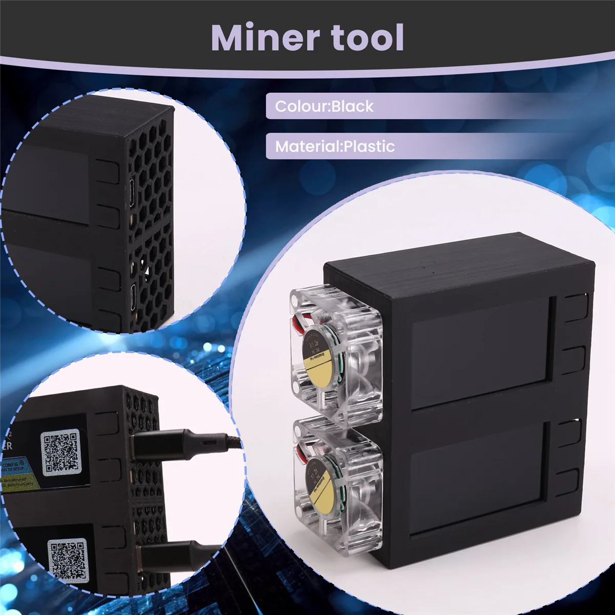 

AAAE для NerdMiner V2 Miner 78KH/Sx2 двойной экран BTC Solo Lottery Miner Bitcoin Nerd Miner Lottery Miner со светящимся вентилятором, C