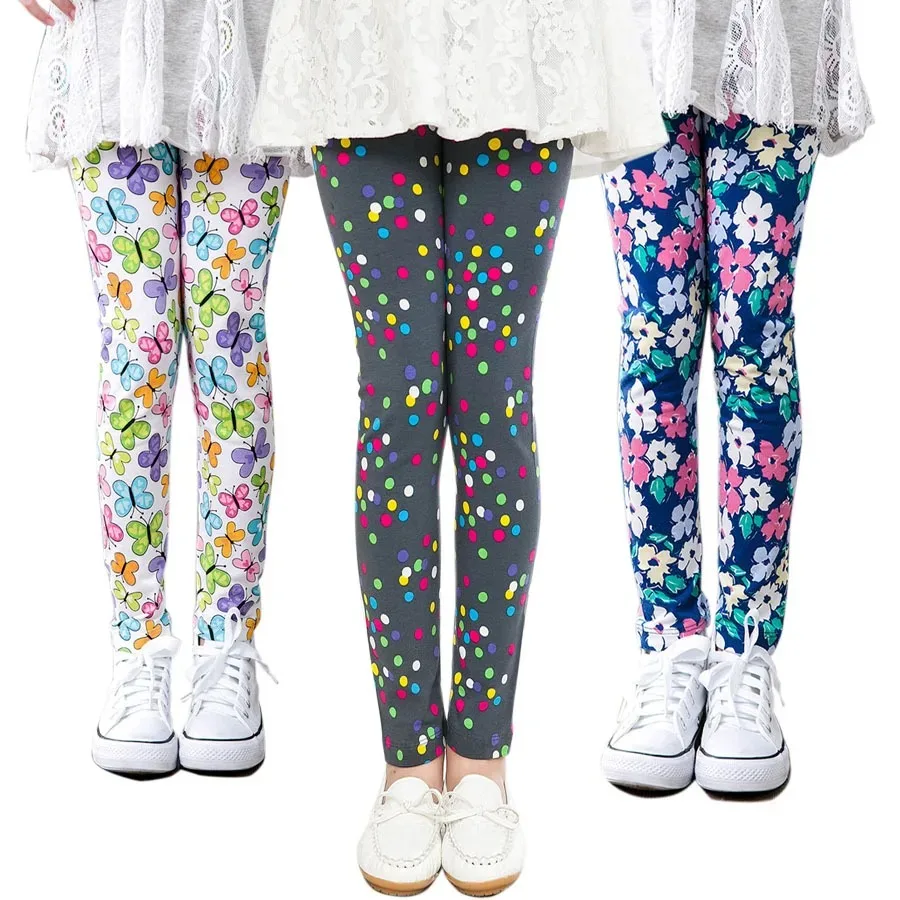 2024 Spring Girls Printed Leggings pants toddler teen kids trousers warm soft colourful children