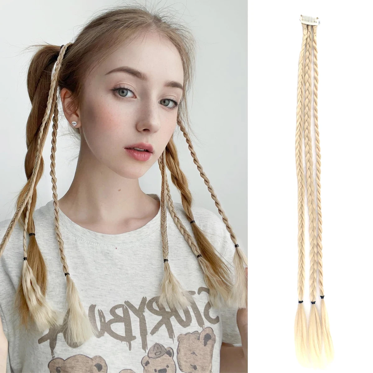 Weilai two three strand wig braids, natural personality, fashionable water droplet clip, hair extension braid