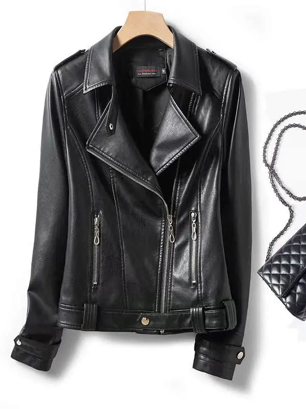 

2026 New Style Haifeng Genuine Leather Jacket Women's Short Slim Fit Korean Version Big Size Sheepskin Leather Jacket