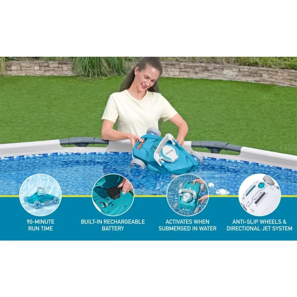 G200 Robotic Pool Vacuum - Cordless Debris Cleaning for Flat-Bottom in/Above Ground Swimming Pools, Maintenance Up to 538 SqFt
