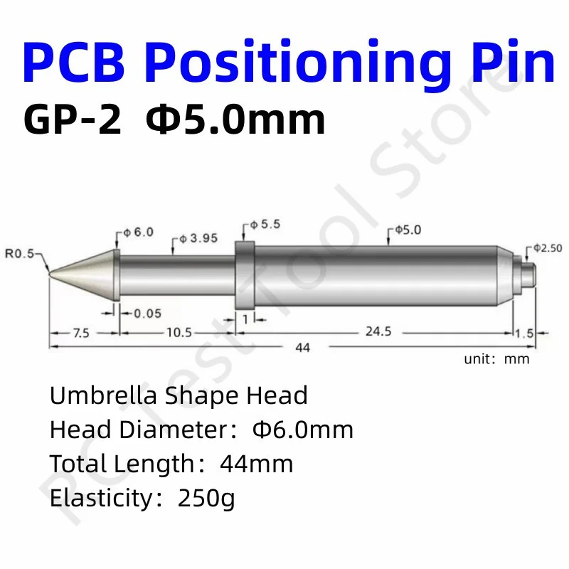 10/50PCS GP-2 pintashape głowy Dia 6.0mm wiosna pozycjonowanie Pin 44mm żelaza niklowane sonda testowa PCB circuit board narzędzie Dowel