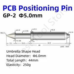 10/50 pz GP-2 testa di ombrello Dia 6.0mm perno di posizionamento a molla 44mm ferro nichelato sonda di prova PCB CircuitBoard Tool tassello