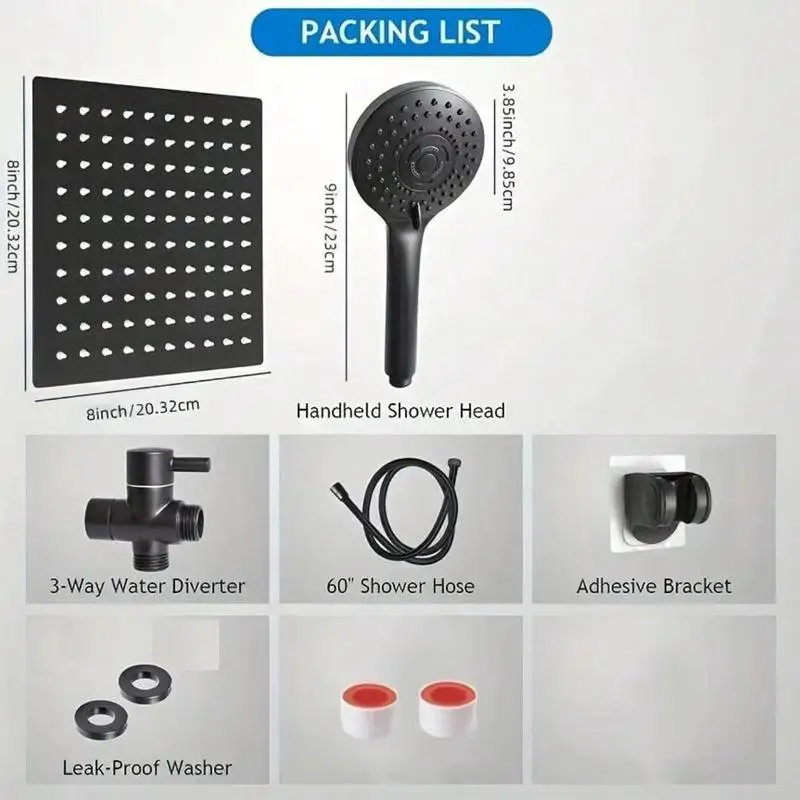 Bathroom Shower Head Set, 8 Inch High Pressure Rain Shower Head & Handheld Shower Head Set for Home , Bathroom Accessories