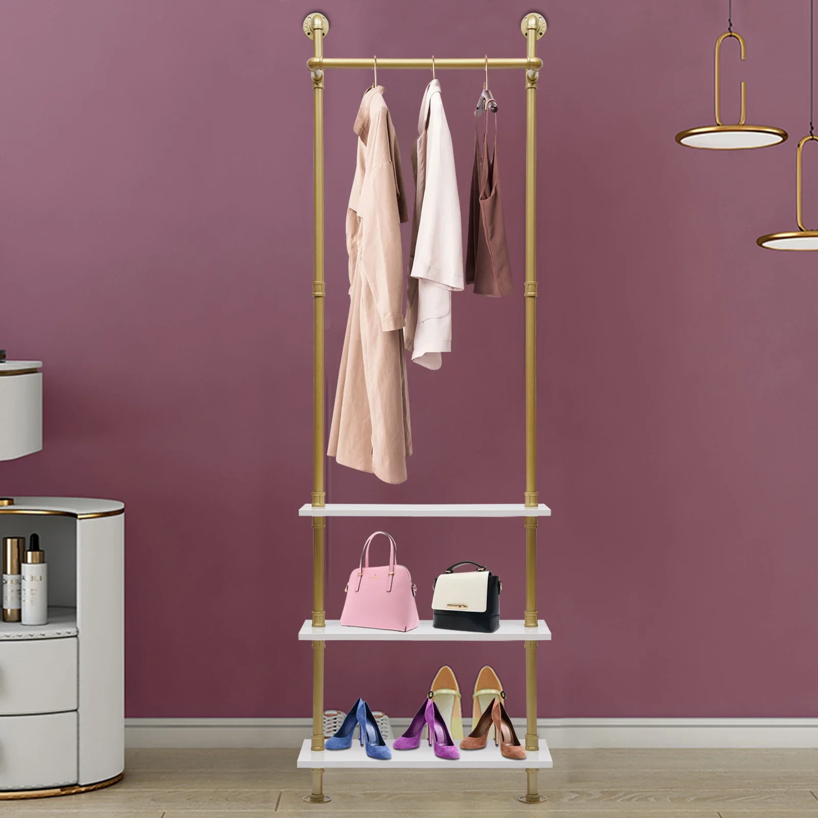 

Bymaocar Industrial Retro Style Clothing Display Rack,Clothing Storage Utensils,Home Decor for Bedrooms,Laundry Rooms,Balconies