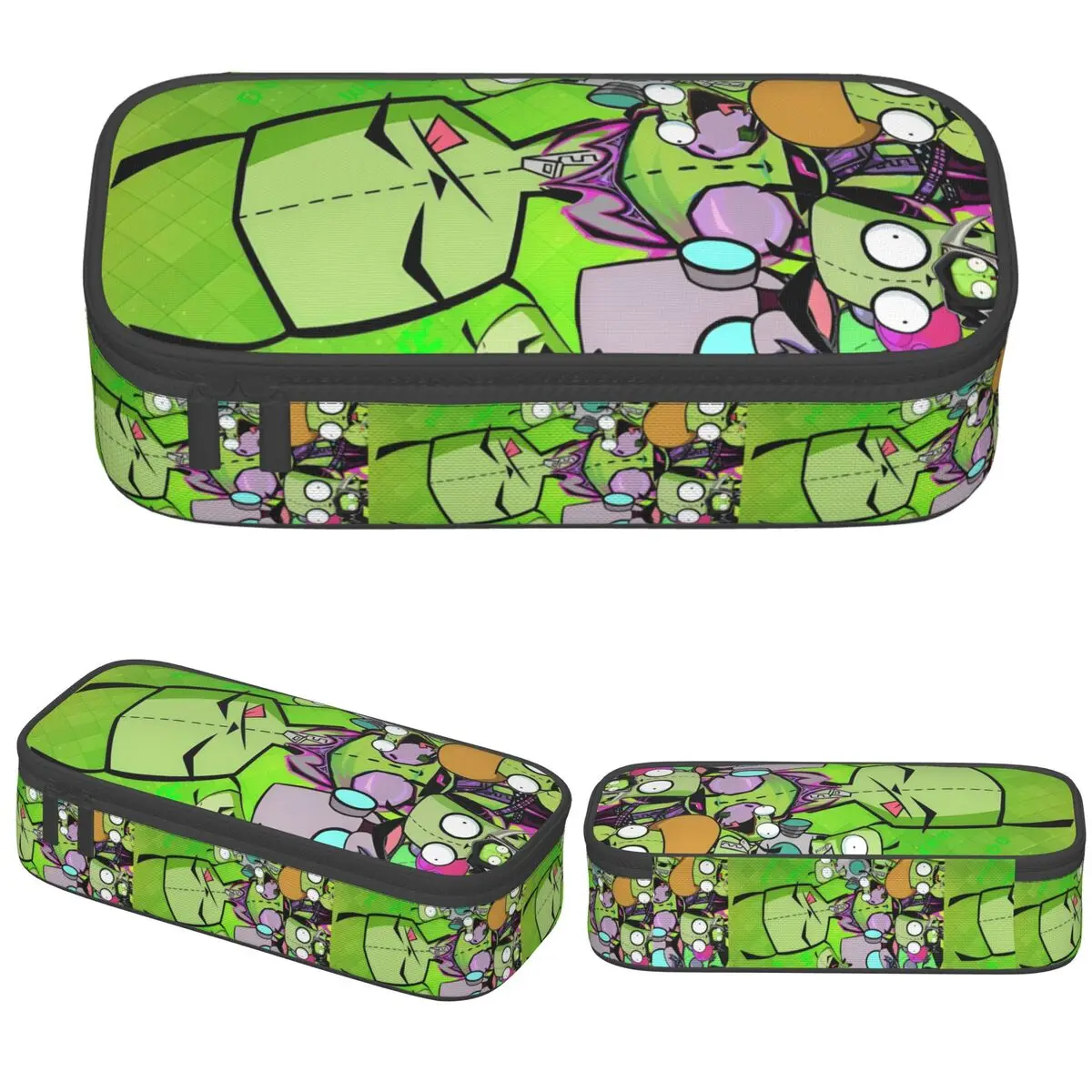 Fashion Kawaii Cartoon Invaders Zims Pencil Case Pencilcases Pen Box for Student Big Capacity Makeup Bags Office Stationery