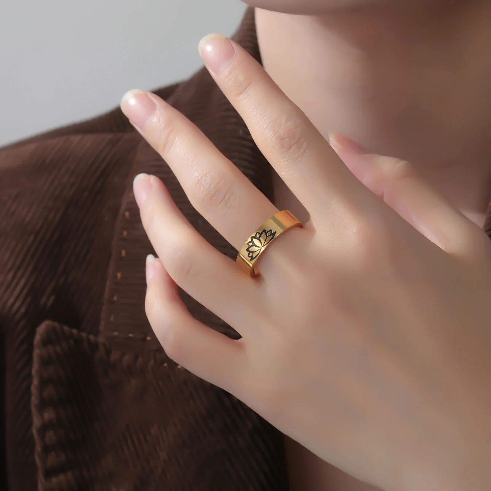 Cazador Lotus Yoga Just Breath Rings for Women Men Stainless Steel Jewelry Meditation Finger Rings Valentine Gift 2026 Wholesale