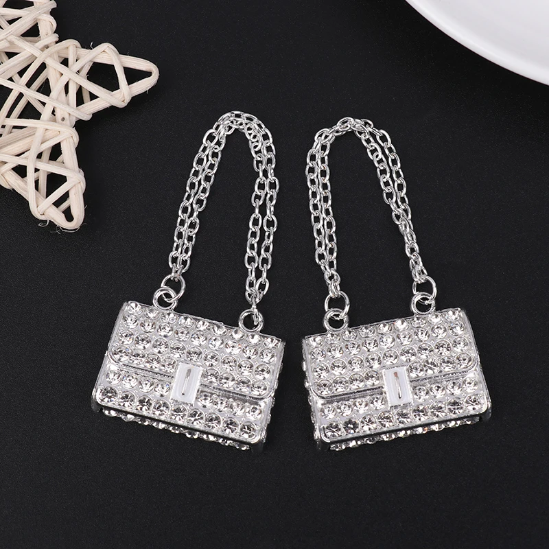 Bolso de mano con cadena de Metal, bolso de muñeca, bolso de compras en miniatura para ropa, casa de muñecas, juguete para niños en miniatura