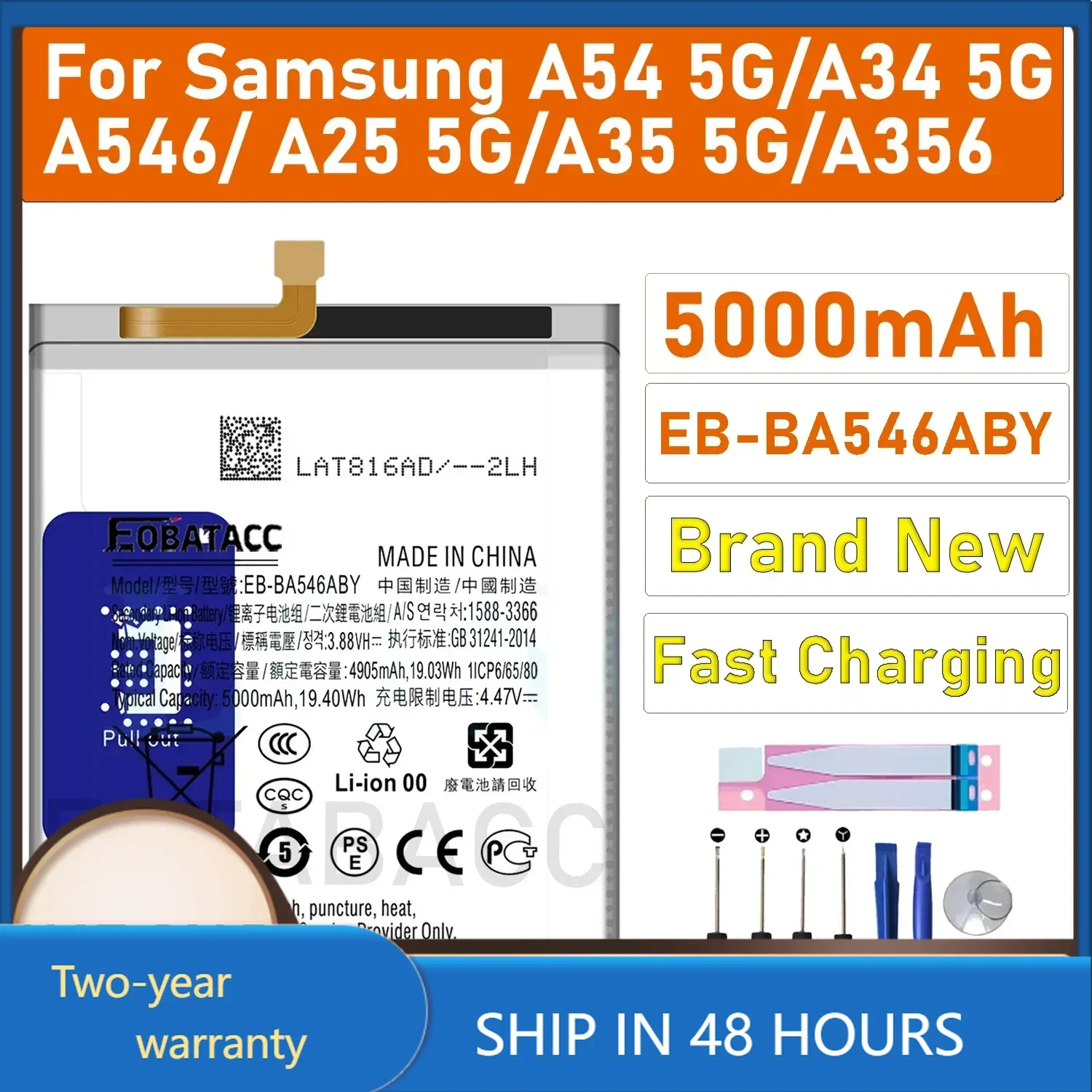 2025 years new EB-BA546ABY Battery For Samsung Galaxy A54 5G/A34 5G/A546/ A25 5G/A35 5G/A356