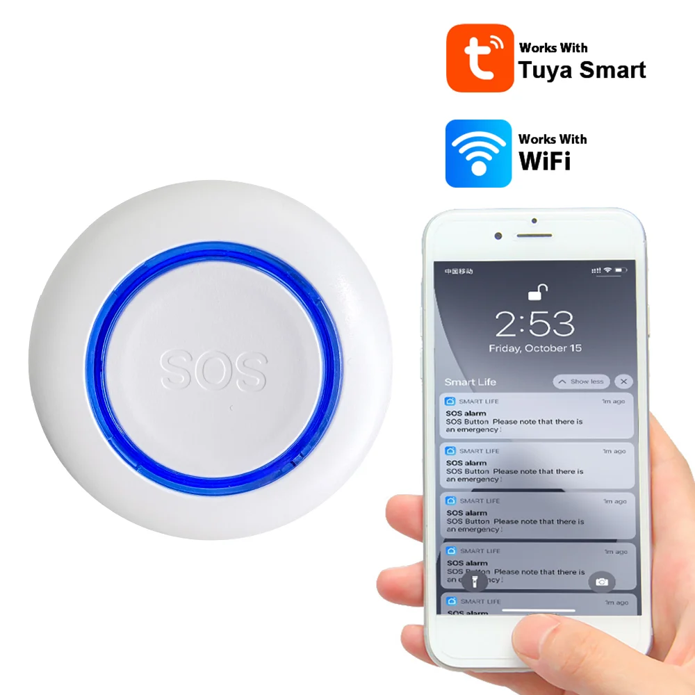 Tuya Zigbee SOS Button Wireless SOS Emergency Button Alarm Home Burglar Alarm Sensor 2.4G SOS Elderly Emergency Alarm Button