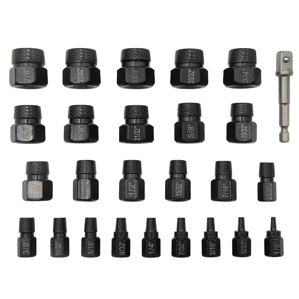 26pcs Screw Extractor Kit 1/8 Inch To 7/8 Inch Easy Pull Out Remove Damaged Screws Bolt Extractor