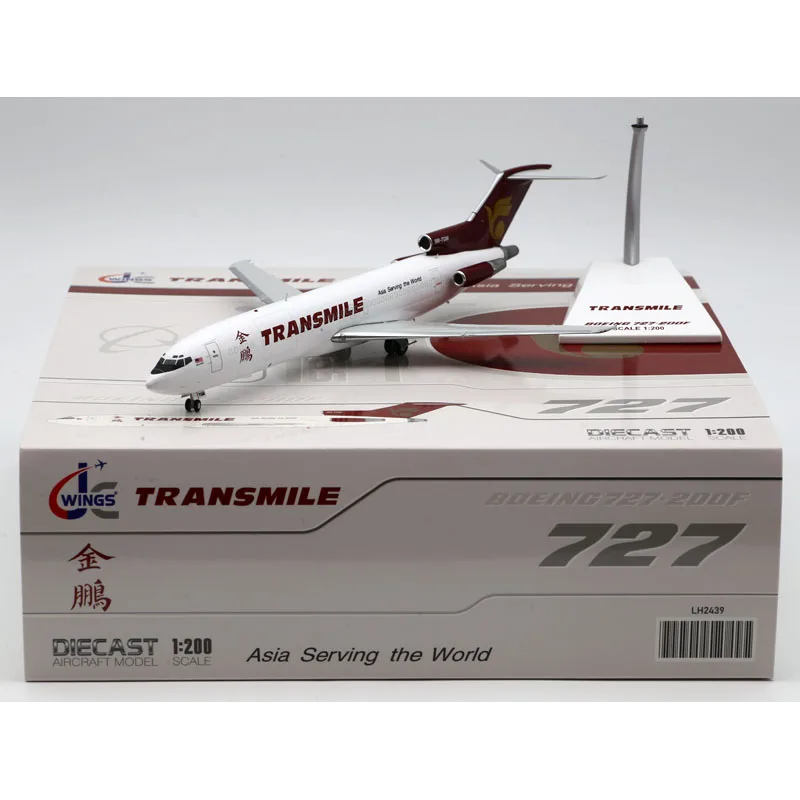 LH2439 Alloy Collectible Plane Gift JC Wings 1:200 Transmile Air Services Boeing B727-200 Diecast Aircraft Jet Model 9M-TGM