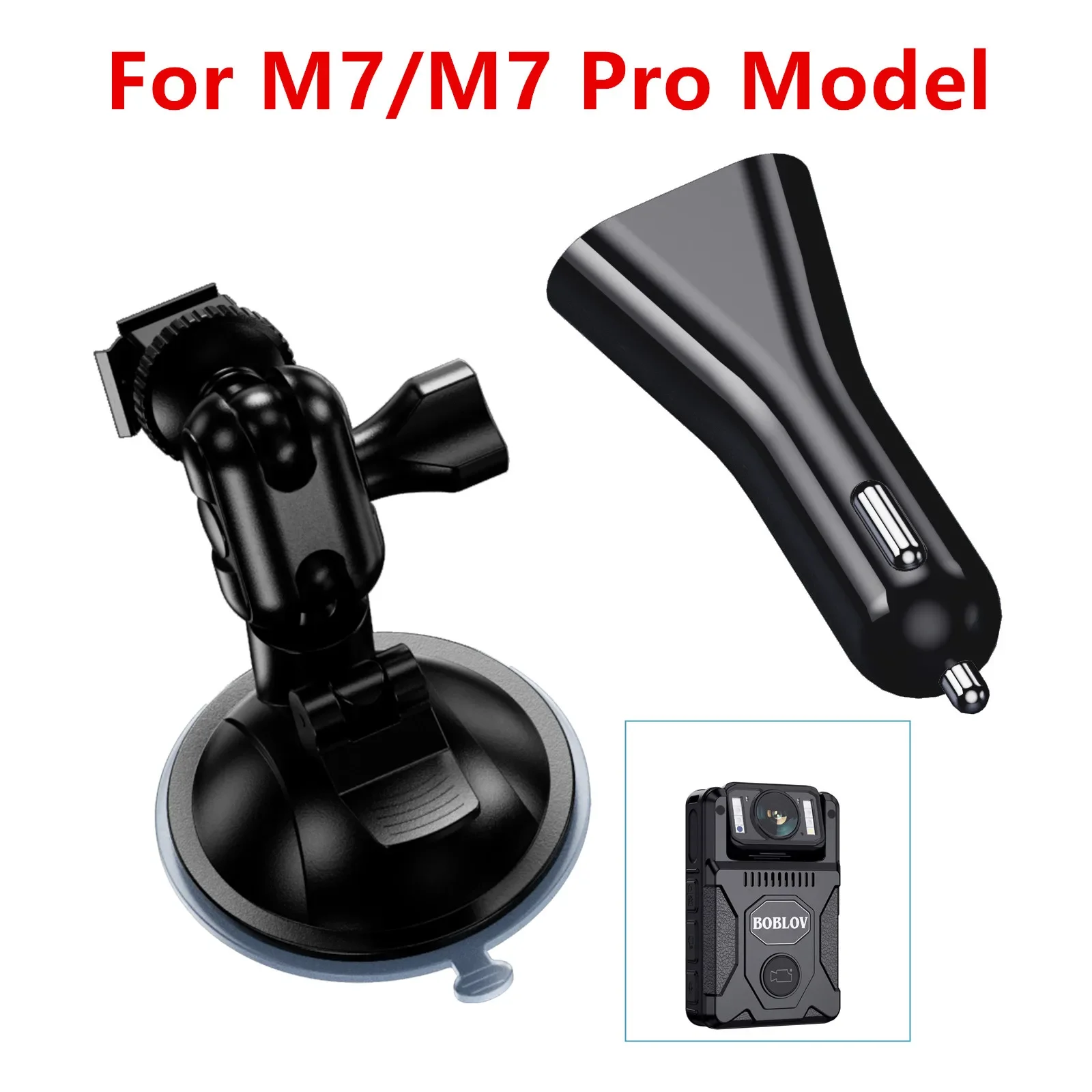 BOBLOV Car Suction Cup forM7/M7 Pro Body Camera Car Mount and a Car Charger ONLY for M7/M7 Pro Body Camera