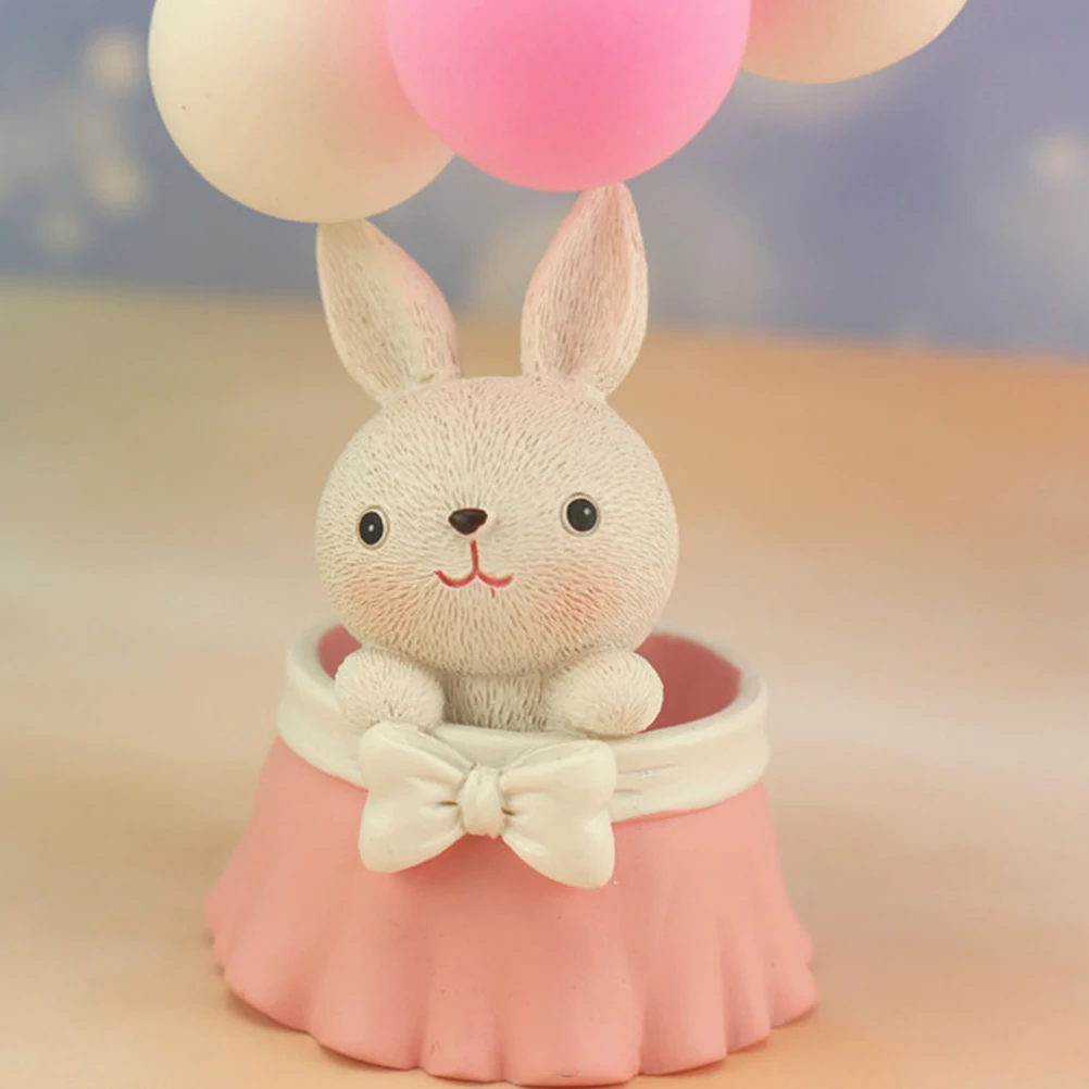 

Adorable Balloon Rabbit Cake Decoration Resin Mini Baking Decor Fairy Garden Micro Landscape Ornament Car Accessory For Diy