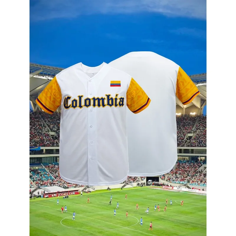 

Мужская бейсбольная майка Колумбии, дышащая спортивная рубашка, свободный трикотаж для игр, практики, вечеринок, бейсбольная форма для мужчин